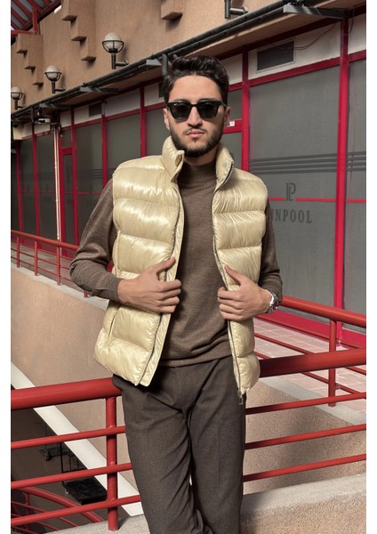 Erkek, Dik Yaka, Metal Fermuarlı, Cep Detaylı, Parlak Kumaş, Yelek 2486 fırsatları