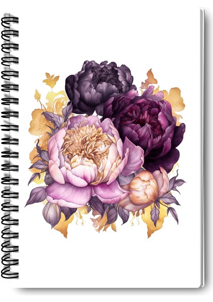 Doğa Temalı Renli Çiçekler Tasarım Tel Spiralli 4'lü Hatıra, Günlük, Ajanda, Anı, Okul Defter Seti modelleri