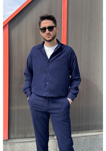 Erkek, Nakış Detaylı, Regular-Fit, Kışlık-Baharlık, Ince Fitilli Kadife Gömlek G16