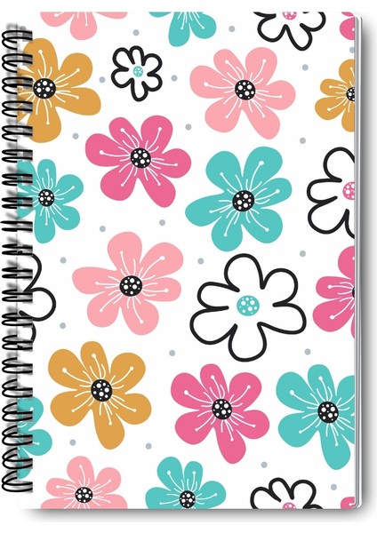 Sevimli Doodle Desenli Tasarım Tel Spiralli 4'lü Hatıra, Günlük, Ajanda, Anı, Okul Defter Seti fırsatları