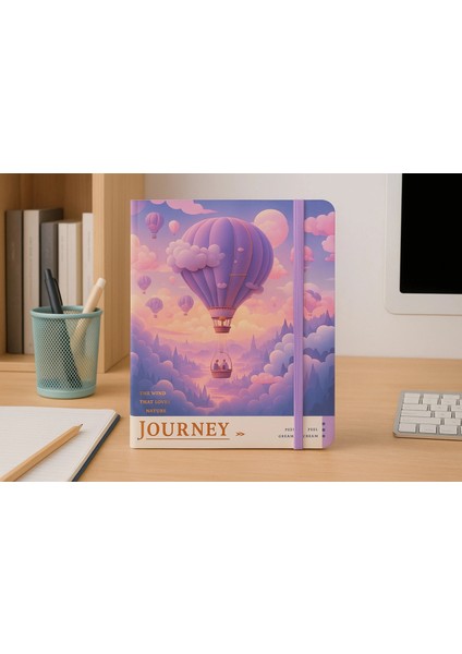 Ajanda Günlük Çizgili Not Defteri Notebook Mor Balon