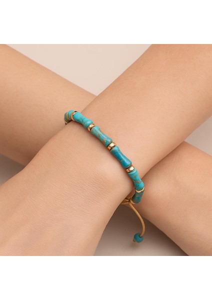 Doğal Turkuaz Taşlı Bileklik Ayarlanabilir El Yapımı Unisex Bileklik Iç Huzur ve Denge Taşı fiyatları
