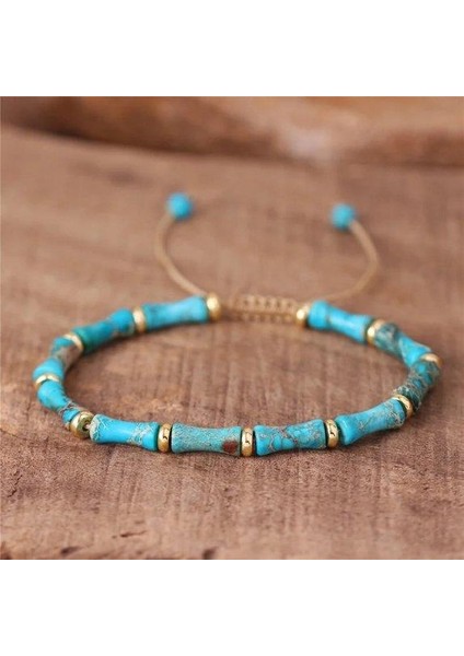 Doğal Turkuaz Taşlı Bileklik Ayarlanabilir El Yapımı Unisex Bileklik Iç Huzur ve Denge Taşı modelleri
