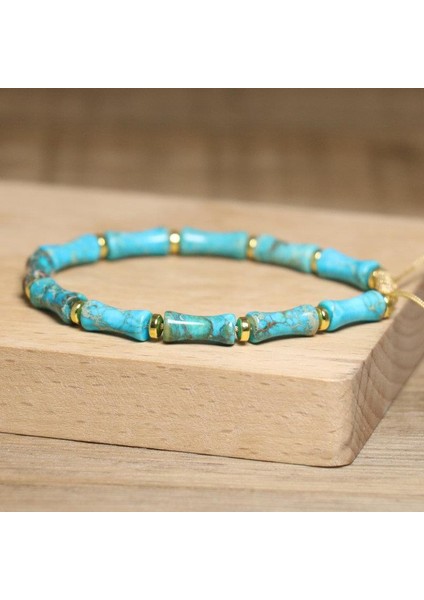 Doğal Turkuaz Taşlı Bileklik Ayarlanabilir El Yapımı Unisex Bileklik Iç Huzur ve Denge Taşı indirimleri