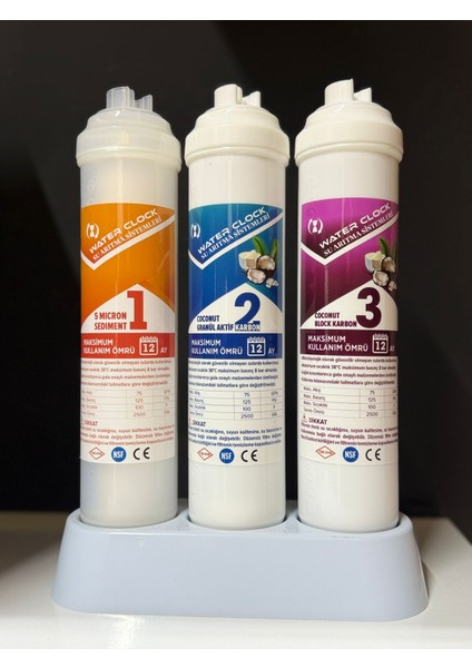 Water Clock Coconut Bazlı Su Arıtma Filtresi 1-2-3