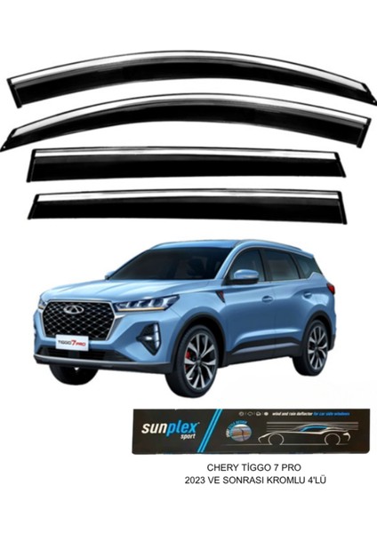 Chery Tiggo 7 Pro 2023 ve Sonrası Kromlu Cam Rüzgarlığı Takım 4’lü Rüzgar Kesici, Yağmur Önleyici