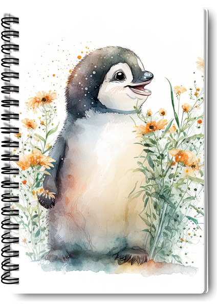 Sevimli Penguen Tasarım Tel Spiralli 4'lü Hatıra, Günlük, Ajanda, Anı, Okul Defter Seti fiyatları