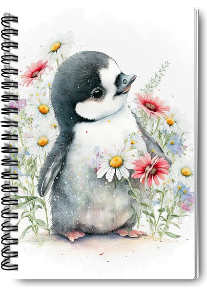 Sevimli Penguen Tasarım Tel Spiralli 4'lü Hatıra, Günlük, Ajanda, Anı, Okul Defter Seti fırsatları