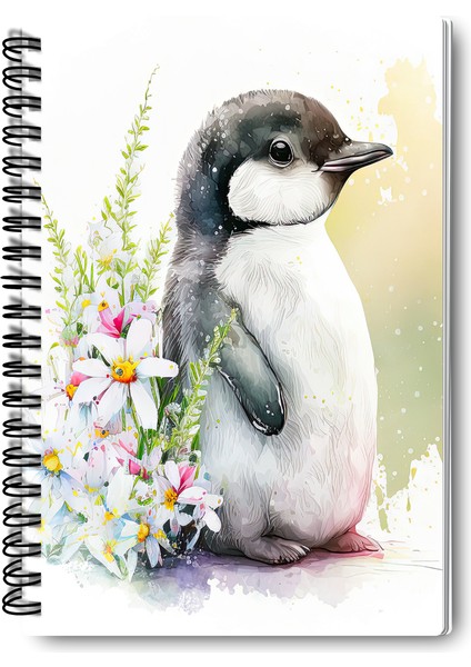 Sevimli Penguen Tasarım Tel Spiralli 4'lü Hatıra, Günlük, Ajanda, Anı, Okul Defter Seti indirimleri