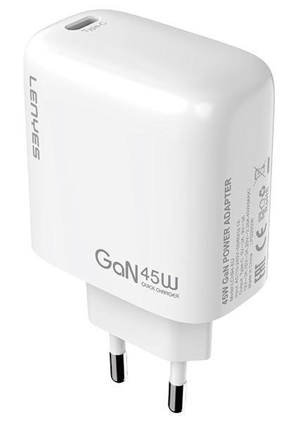 LCH94 Type-C Gan Teknolojili Pd Hızlı Şarj Özellikli Şarj Başlığı 45W Beyaz