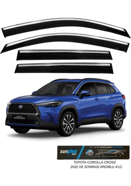 Toyota Corolla Cross 2022 ve Sonrası Kromlu Cam Rüzgarlığı Takım 4’lü Rüzgar Kesici Yağmur Önleyici