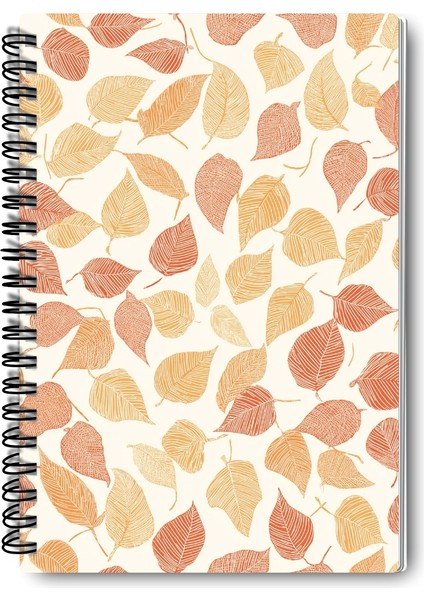 Sonbahar Yaprakları Tasarım Tel Spiralli 4'lü Hatıra, Günlük, Ajanda, Anı, Okul Defter Seti modelleri