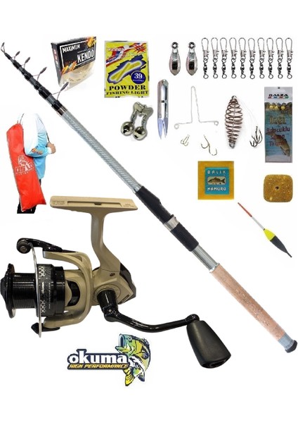 Okuma Outrax 6000 300CM 60-120GR Remixon Carbo-X Profesyonel Sazan Kıyı Olta Takımı Seti