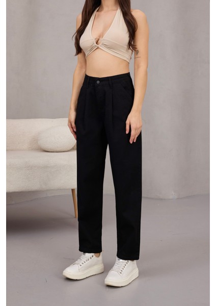 Kadın Yüksek Bel Likralı Pileli Mom Jeans fiyatları