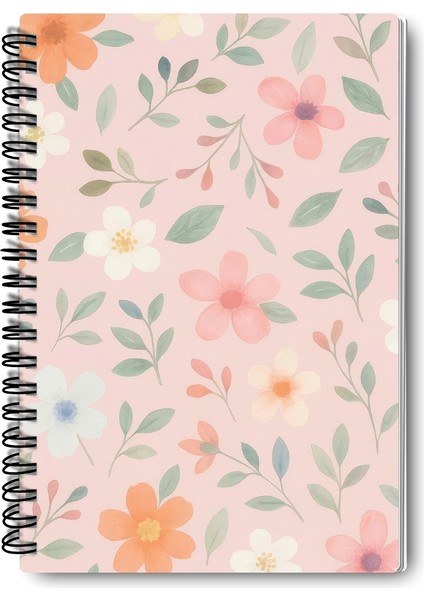 Pastel Renk Çiçekler Tasarım Tel Spiralli 4'lü Hatıra, Günlük, Ajanda, Anı, Okul Defter Seti fiyatları