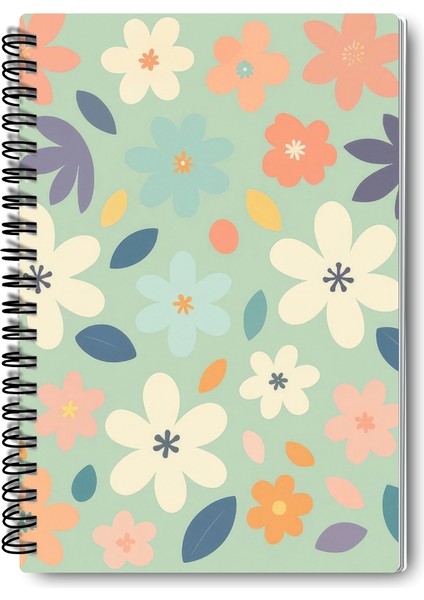 Pastel Renk Çiçekler Tasarım Tel Spiralli 4'lü Hatıra, Günlük, Ajanda, Anı, Okul Defter Seti fırsatları
