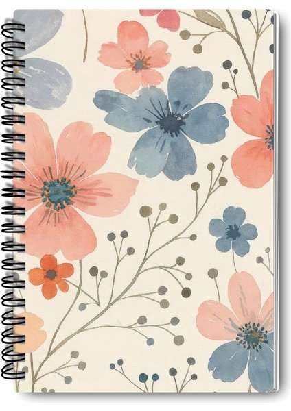 Pastel Renk Çiçekler Tasarım Tel Spiralli 4'lü Hatıra, Günlük, Ajanda, Anı, Okul Defter Seti indirimleri