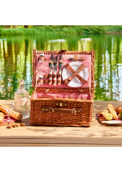 Cestino Italy 4 Kişilik Kırmızı Astarlı Piknik Sepeti
