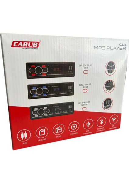 Çift USB Girişli Beyaz Işıklı Bluetooth Oto Teyp Araba Teybi Radyo USB Sd Aux Amfi Çıkışlı 4X60 Watt fırsatları