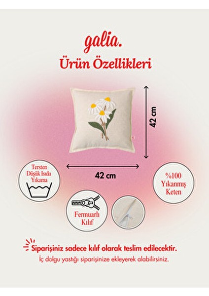 GOLDEN BLOOM - Çiçek Figürlü Punch Kırlent Kılıfı - Beyaz