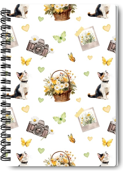 Papatya ve Kır Çiçekleri Tasarım Tel Spiralli 4'lü Hatıra, Günlük, Ajanda, Anı, Okul Defter Seti fırsatları