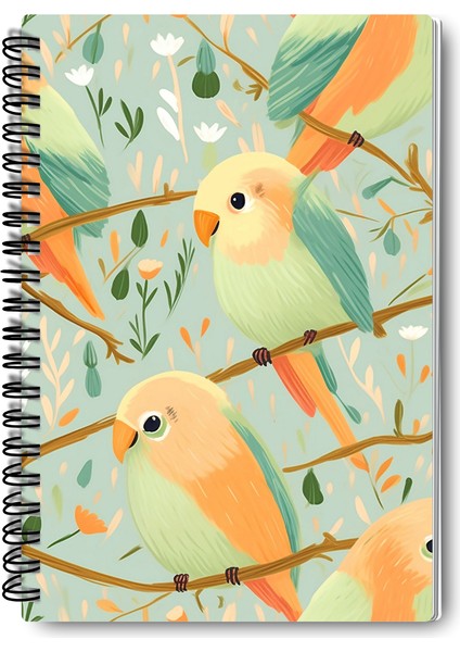 Minik Kuşlar No:2 Tasarım Tel Spiralli 4'lü Hatıra, Günlük, Ajanda, Anı, Okul Defter Seti modelleri