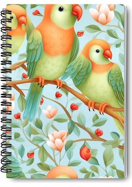 Minik Kuşlar No:2 Tasarım Tel Spiralli 4'lü Hatıra, Günlük, Ajanda, Anı, Okul Defter Seti indirimleri