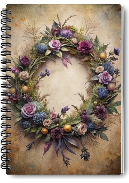 Gotik Çiçek Temalı Tasarım Tel Spiralli 4'lü Hatıra, Günlük, Ajanda, Anı, Okul Defter Seti modelleri