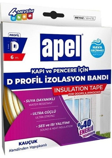 Kapı ve Pencere Izolasyon Bandı/fitili Yapışkanlı 6 Metre