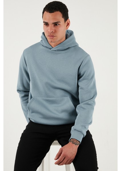 Slim Fit Kapüşonlu Kanguru Cepli Içi Tüylü Yumuşak Şardonlu Sweat Erkek Sweat 5905281