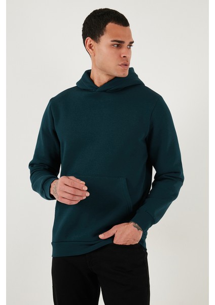 Slim Fit Kapüşonlu Kanguru Cepli Içi Tüylü Yumuşak Şardonlu Sweat Erkek Sweat 5905281