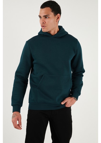 Slim Fit Kapüşonlu Kanguru Cepli Içi Tüylü Yumuşak Şardonlu Sweat Erkek Sweat 5905281