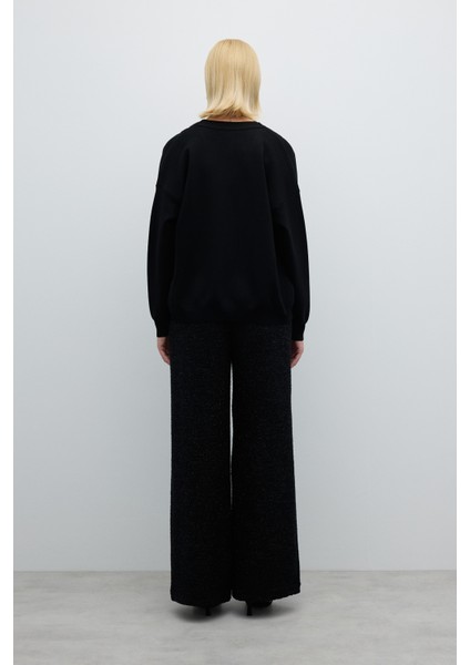 İşleme Detaylı Triko Hırka Siyah K2571021_001