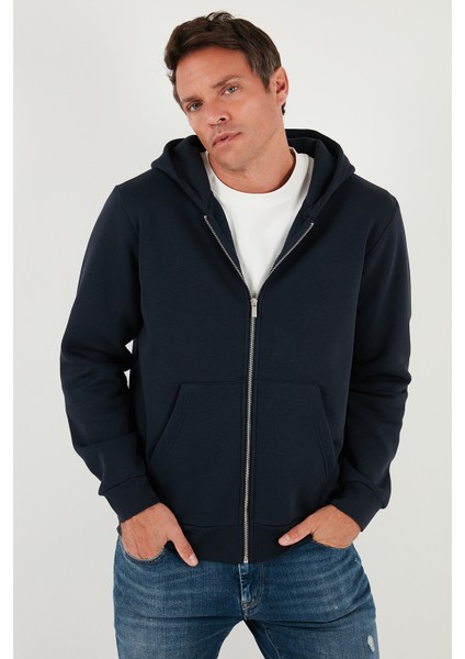 Regular Fit Kapüşonlu Fermuarlı Içi Tüylü Yumuşak Şardonlu Kışlık Sweat Erkek Sweat 5905340
