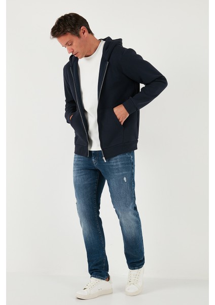 Regular Fit Kapüşonlu Fermuarlı Içi Tüylü Yumuşak Şardonlu Kışlık Sweat Erkek Sweat 5905340
