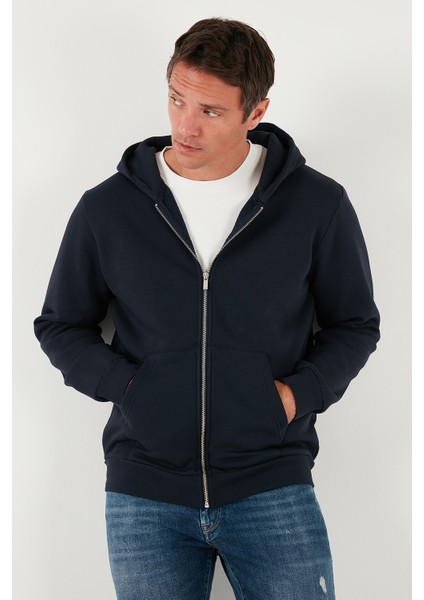 Regular Fit Kapüşonlu Fermuarlı Içi Tüylü Yumuşak Şardonlu Kışlık Sweat Erkek Sweat 5905340