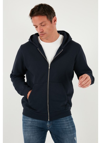 Regular Fit Kapüşonlu Fermuarlı Içi Tüylü Yumuşak Şardonlu Kışlık Sweat Erkek Sweat 5905340