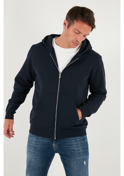 Regular Fit Kapüşonlu Fermuarlı Içi Tüylü Yumuşak Şardonlu Kışlık Sweat Erkek Sweat 5905340
