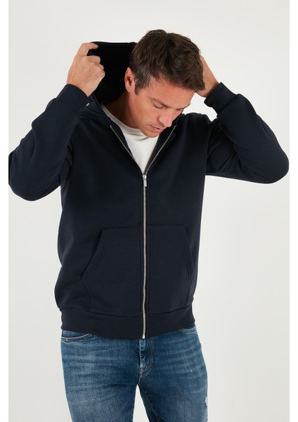 Regular Fit Kapüşonlu Fermuarlı Içi Tüylü Yumuşak Şardonlu Kışlık Sweat Erkek Sweat 5905340