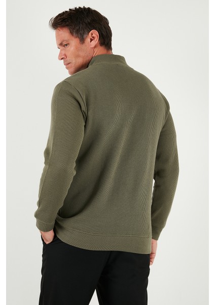 Pamuklu Relaxed Fit Yarım Fermuarlı Sıfır Yaka Örme Sweat Erkek Sweat 5901076