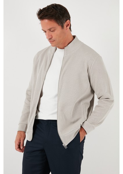 Pamuklu Relaxed Fit Dik Yaka Fermuarlı Hırka Erkek Hırka 5901075
