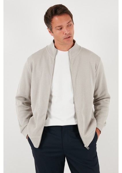 Pamuklu Relaxed Fit Dik Yaka Fermuarlı Hırka Erkek Hırka 5901075