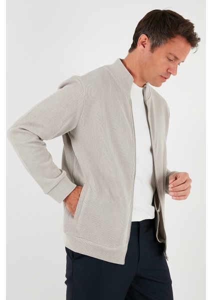 Pamuklu Relaxed Fit Dik Yaka Fermuarlı Hırka Erkek Hırka 5901075