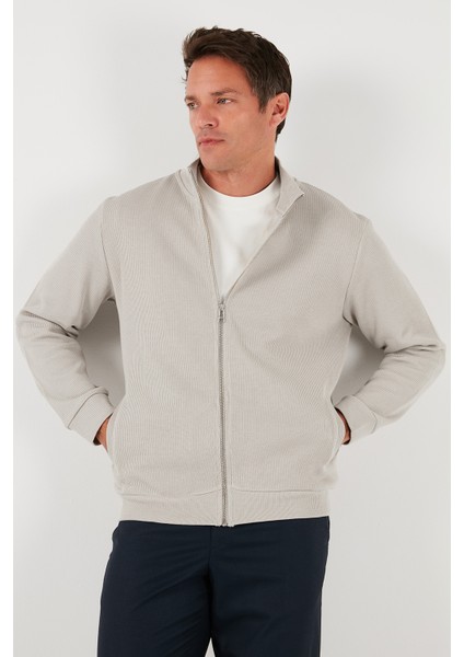 Pamuklu Relaxed Fit Dik Yaka Fermuarlı Hırka Erkek Hırka 5901075