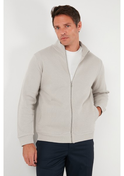 Pamuklu Relaxed Fit Dik Yaka Fermuarlı Hırka Erkek Hırka 5901075