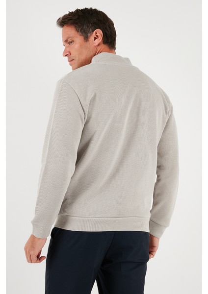 Pamuklu Relaxed Fit Dik Yaka Fermuarlı Hırka Erkek Hırka 5901075