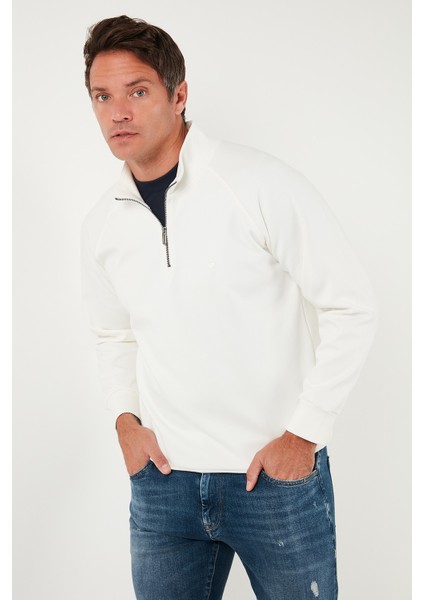 Pamuklu Relaxed Fit Yarım Fermuarlı Dik Yaka Sweat Erkek Sweat 5901232