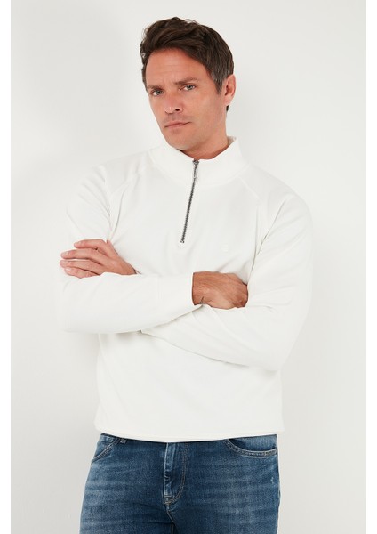 Pamuklu Relaxed Fit Yarım Fermuarlı Dik Yaka Sweat Erkek Sweat 5901232