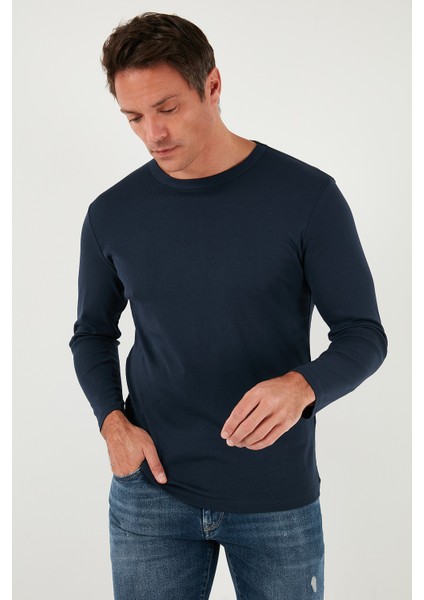 n Pamuklu Slim Fit Bisiklet Yaka Basic Sweat Erkek Sweat 59050741