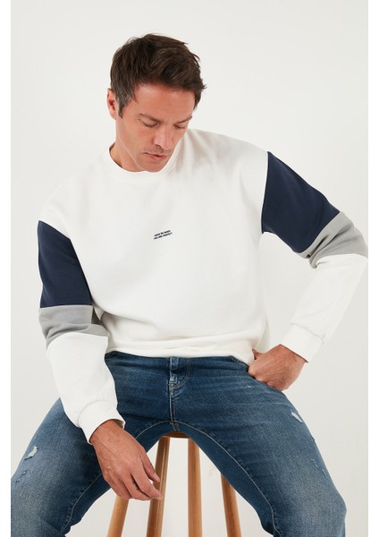 Pamuklu Relaxed Fit Bisiklet Yaka Şardonlu Renk Bloklu Sweat Erkek Sweat 5905298T